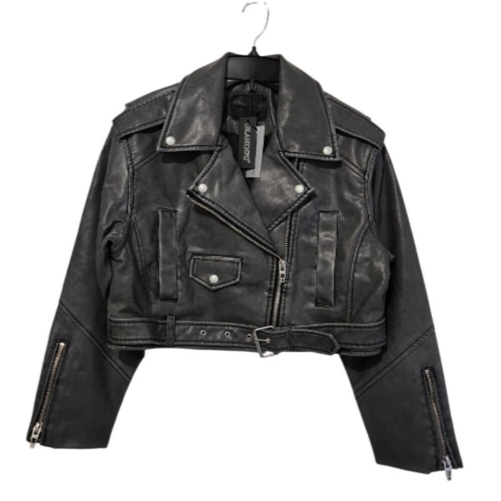 Blank NYC Faux Leather Crop Moto Belted Jacket - Picture 3 of 15